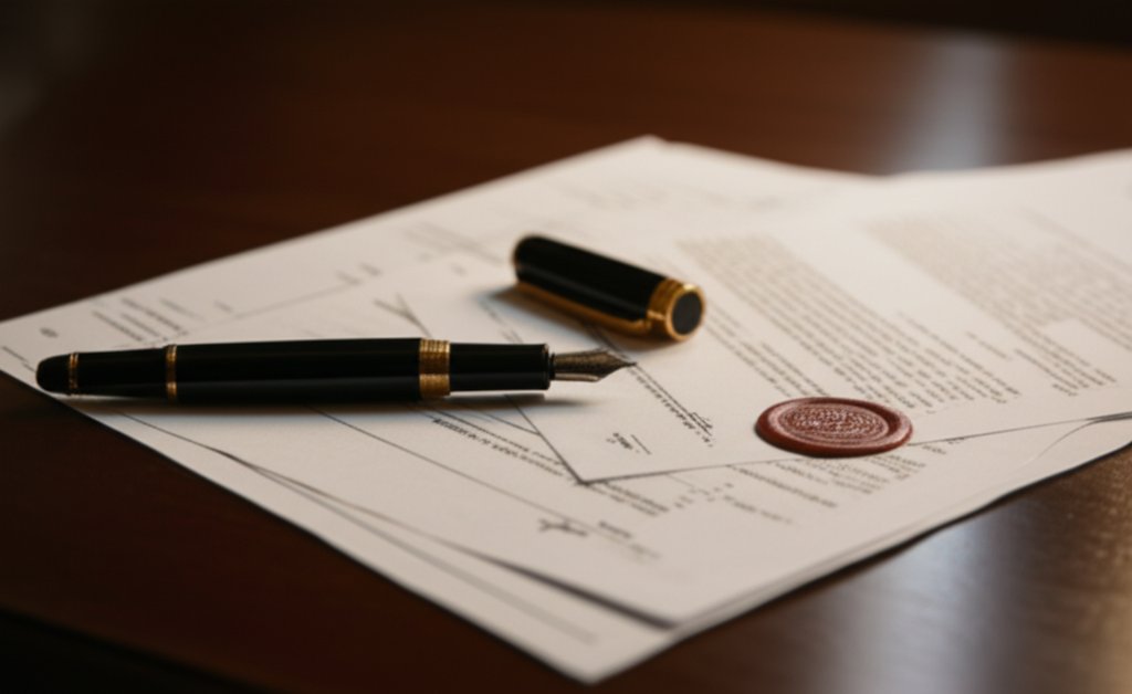 Premium fountain pen on document