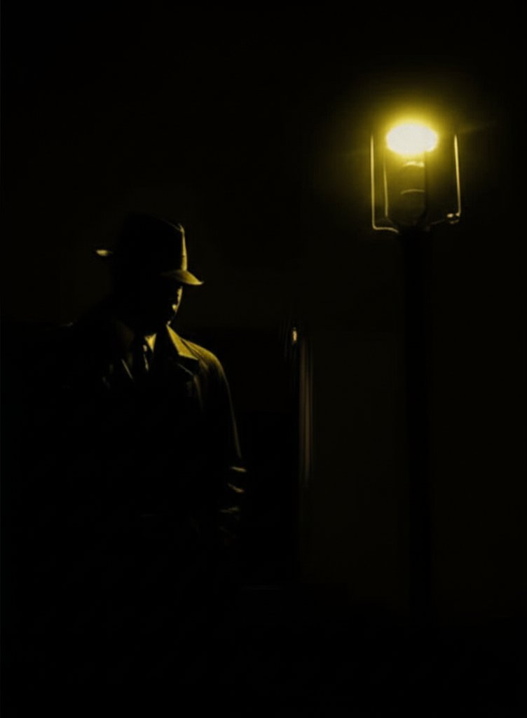 Detective in trenchcoat silhouette
